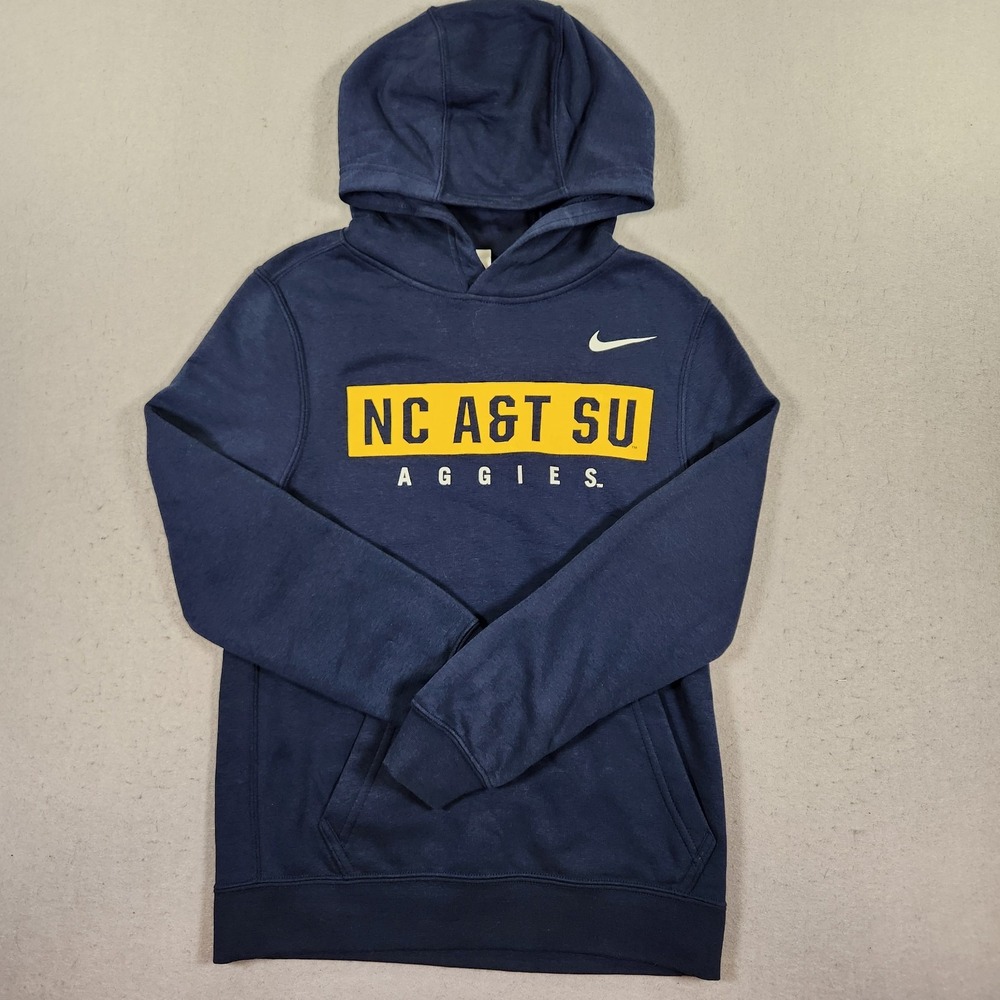 Nike NC A&T Aggies Hoodie Boys Medium  Blue Fleece Lined Pullover Sweatshirt NWT